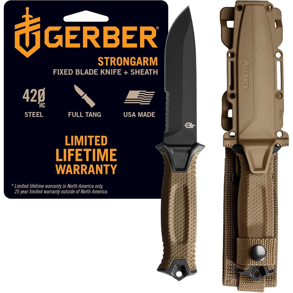 image:imageGerber Gear Strongarm Fixed Blade Tactical Knife for Survival Gear Coyote Brown Plain EdgeCoyote Brown