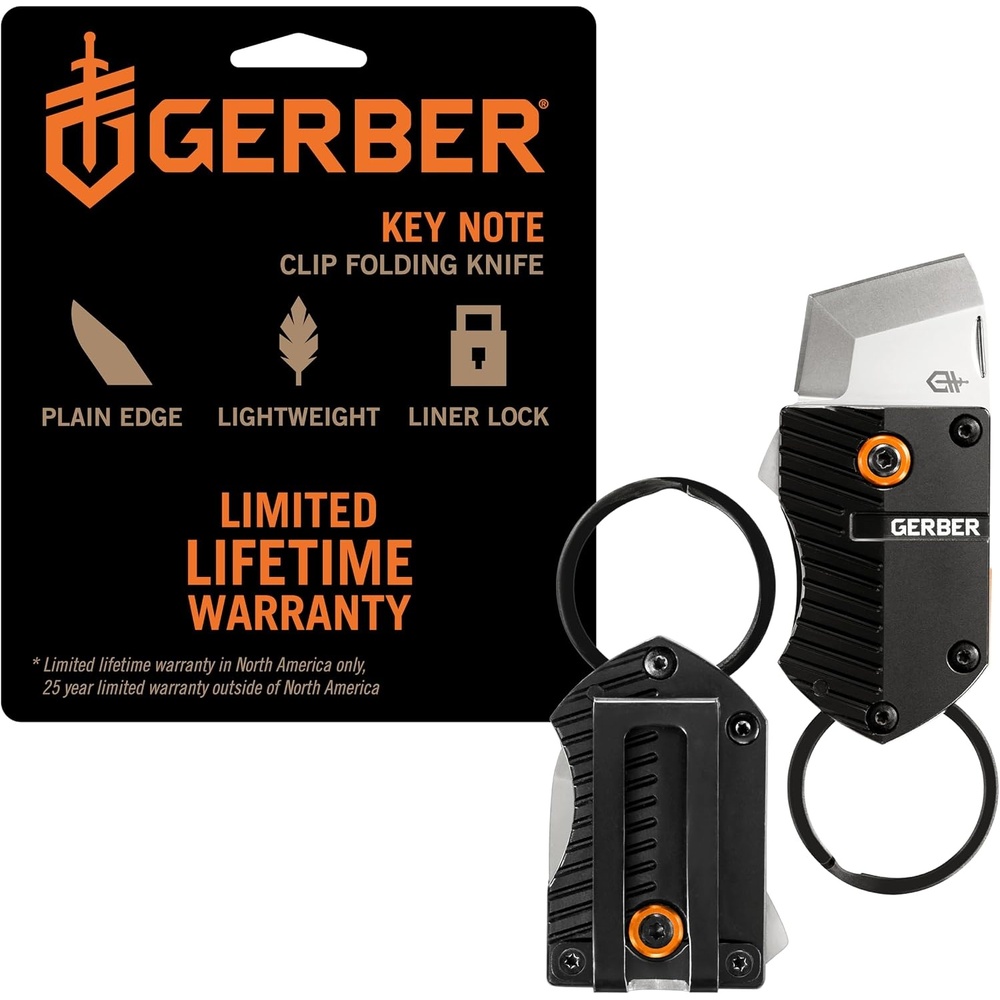 image:imageGerber Key Note EDC Keychain Mini Pocket Knife 1 Plain Edge Blade BlackBlack