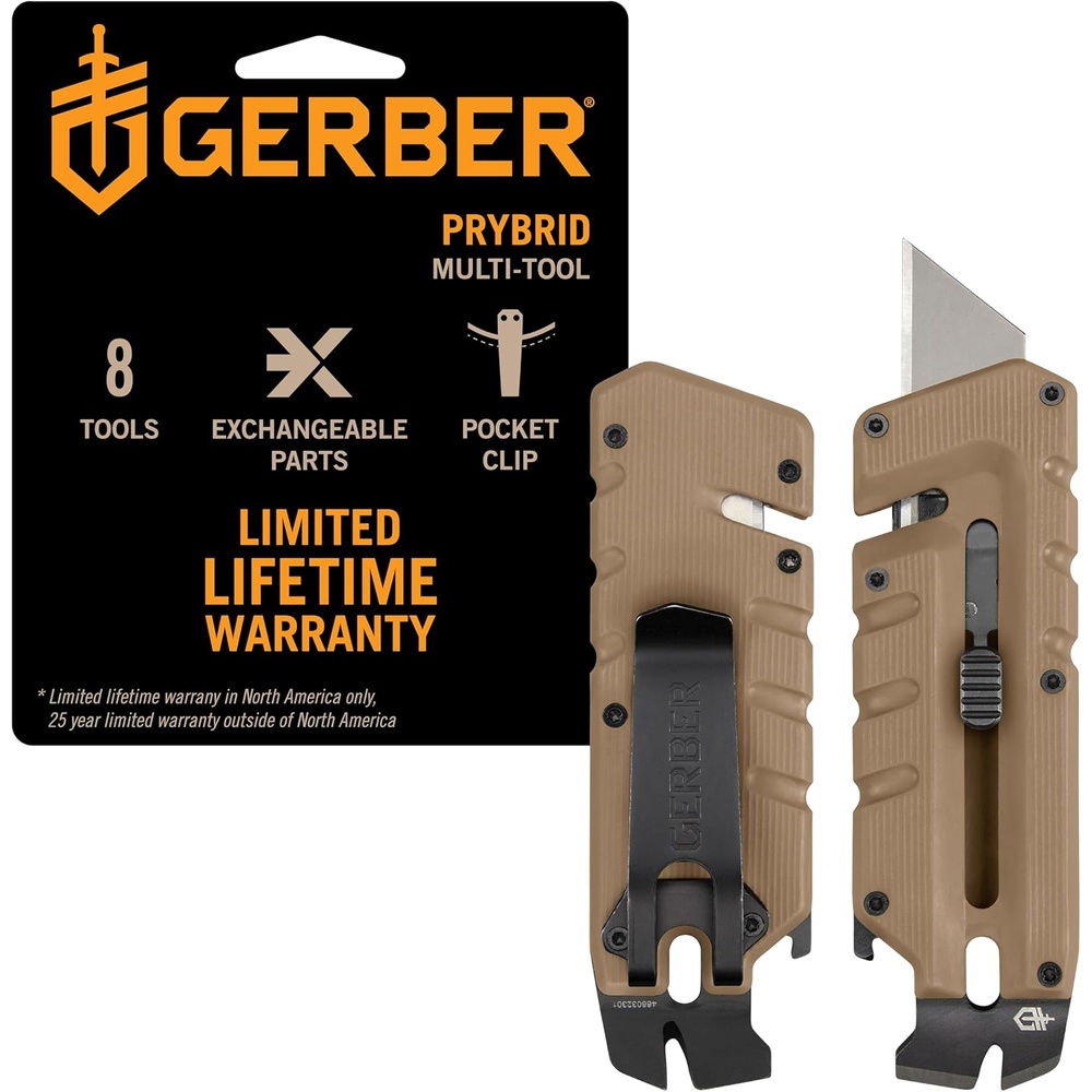 image:imageGerber Prybrid X EDC Pocket Knife Multitool with Bottle Opener GreenCoyote Brown with Clip