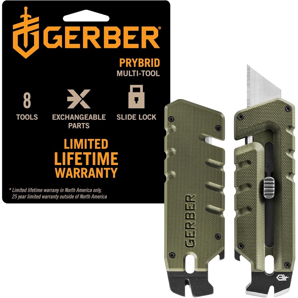 image:imageGerber Prybrid X EDC Pocket Knife Multitool with Bottle Opener GreenGreen G10 no Clip