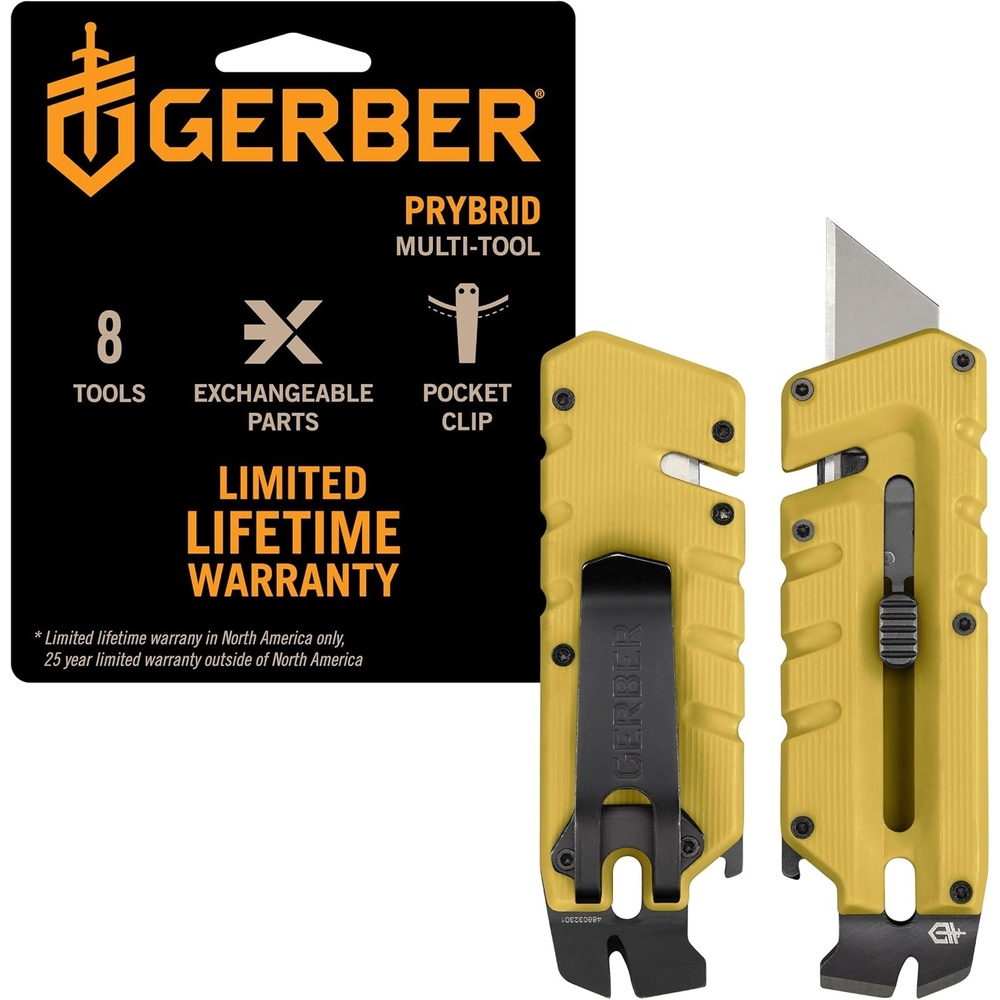 image:imageGerber Prybrid X EDC Pocket Knife Multitool with Bottle Opener GreenMustard Yellow with Clip