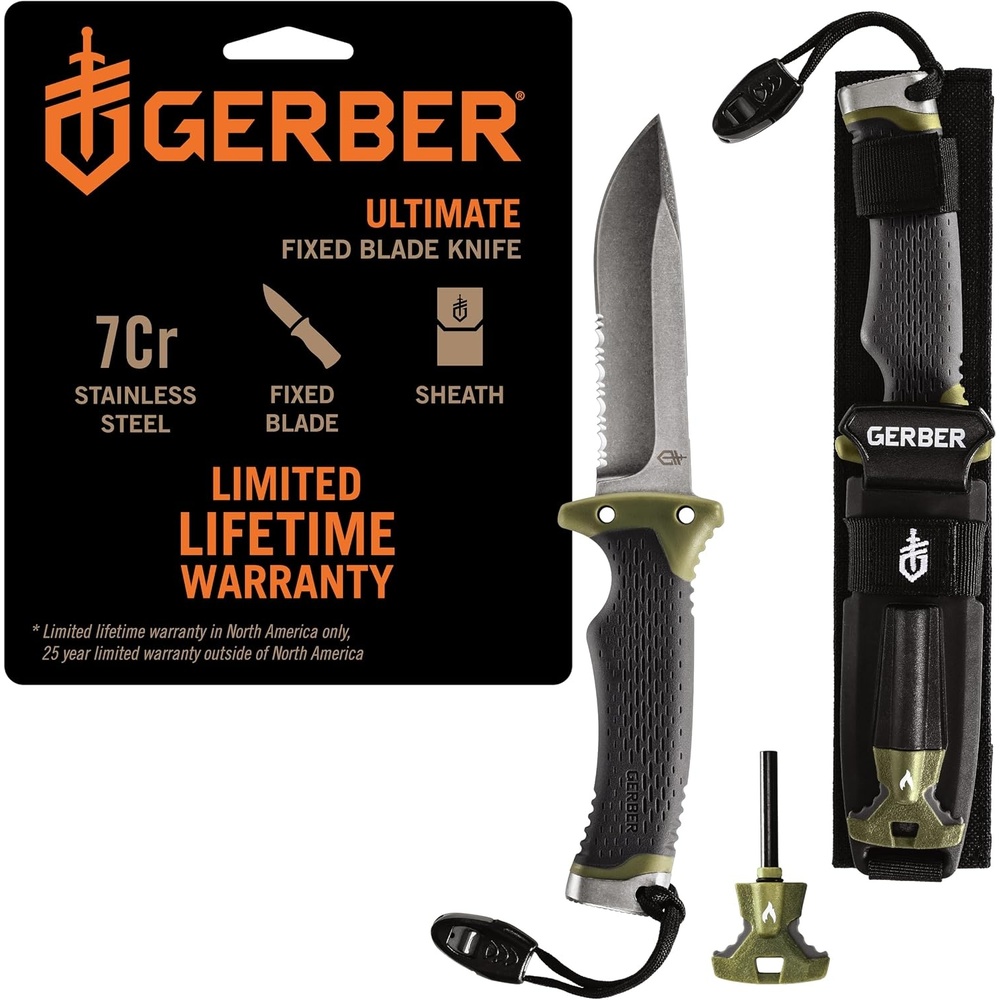 image:imageGerber Ultimate Fixed Blade Knife wSheath Knife Sharpener Ferro Rod48