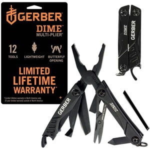 Gerber Dime 12-in-1 Mini Multitool Pliers, Pocket Knife,Bottle Opener,Black(Black)