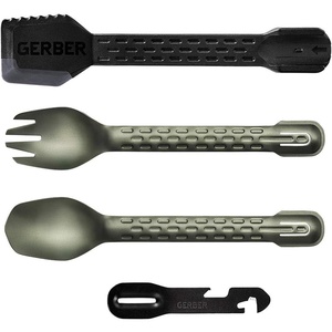 Gerber Gear ComplEAT Camping Utensils Set for Outdoor Cooking, Camping Cutlery with Fork, Spoon, Tongs, Spatula and Multi-Functional Tool, Flat Sage(Sage)