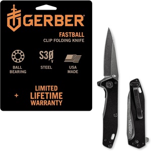 Gerber Gear Fastball – Wharncliffe EDC Folding Pocket Knife, Black(Black)
