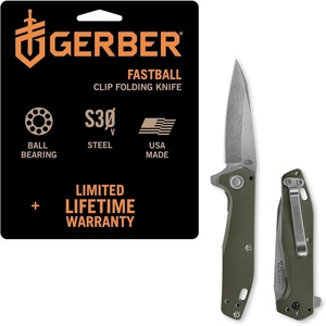 Gerber Gear Fastball – Wharncliffe EDC Folding Pocket Knife, Black(Green)