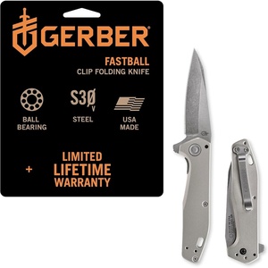 Gerber Gear Fastball – Wharncliffe EDC Folding Pocket Knife, Black(Grey)