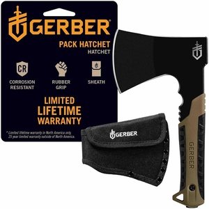 Gerber Gear Pack Hatchet – 3.5″ Steel Blade Axe with Full Tang – Survival, Bushcraft and Camping Gear – with Mountable Nylon Sheath – Sage Green(Coyote Brown)