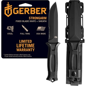 Gerber Gear Strongarm – Fixed Blade Tactical Knife for Survival Gear – Coyote Brown, Plain Edge(Black)