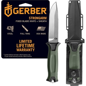 Gerber Gear Strongarm – Fixed Blade Tactical Knife for Survival Gear – Coyote Brown, Plain Edge(Sage Green)