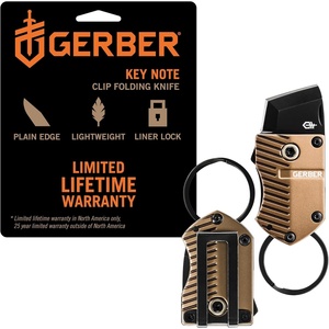 Gerber Key Note EDC Keychain Mini Pocket Knife, 1″ Plain Edge Blade, Black(Coyote Brown)