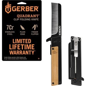 Gerber Quadrant EDC Folding Pocket Knife w/Clip, Plain Edge Blade, Bamboo(Bamboo)