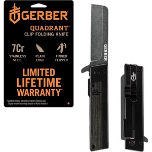 Gerber Quadrant EDC Folding Pocket Knife w/Clip, Plain Edge Blade, Bamboo(Black Bamboo)