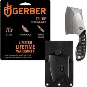 Gerber TRI-Tip Mini Cleaver Fixed Blade, Bushcraft Knife, Molle Sheath, Green(Black)