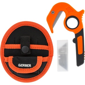 Gerber Vital Zip Utility Knife w. Sheath, Plain Edge Blade, Stainless Steel(0.6″)